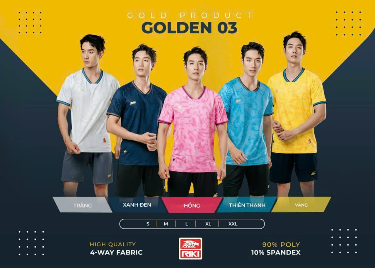 Áo Đá Bóng Không Logo Golden 03 Full 5 Màu