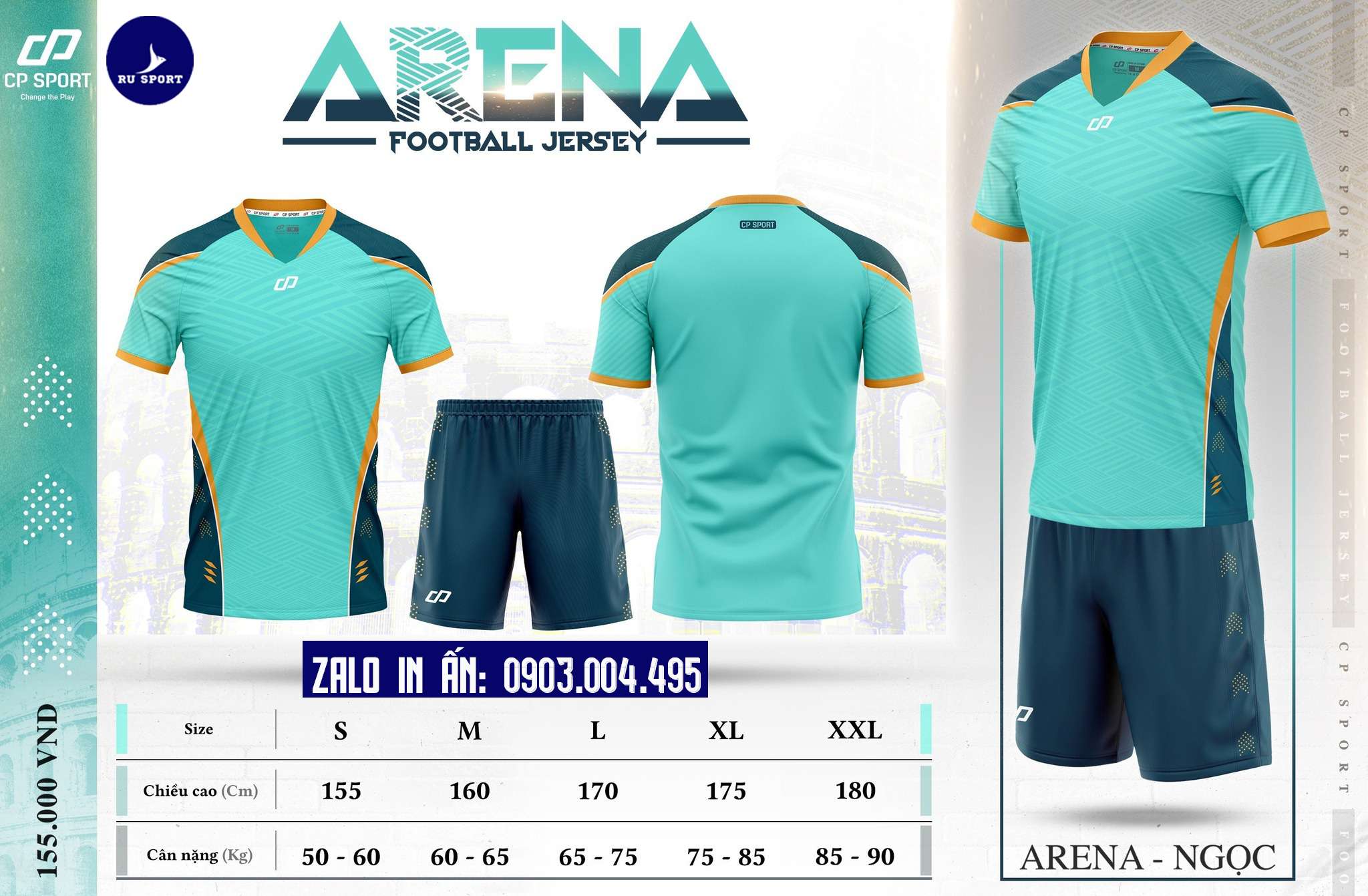 Đồ Bóng Đá Không Logo Arena Xanh Ngọc Đẹp Mê