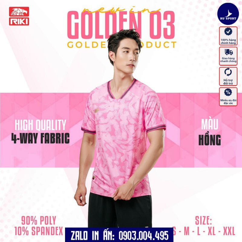 Đồ Bóng Đá Không Logo Golden 03 Màu Hồng 2023