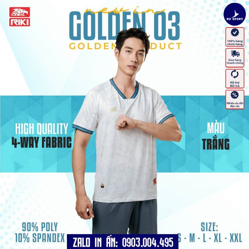 Đồ Bóng Đá Không Logo Golden 03 Màu Trắng Tinh Tế