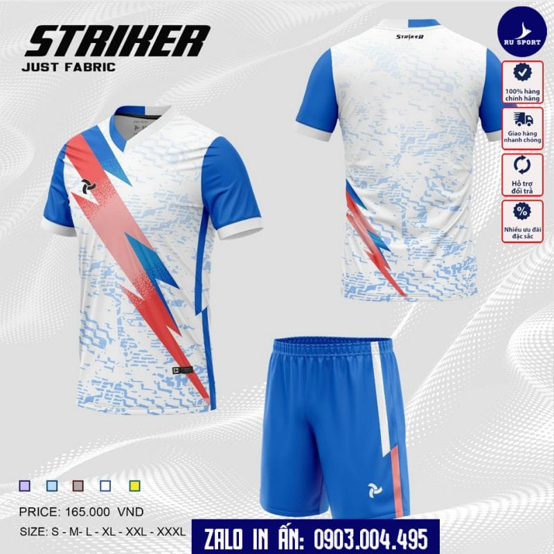 Áo Bóng Đá Không Logo Striker Màu Trắng 2023