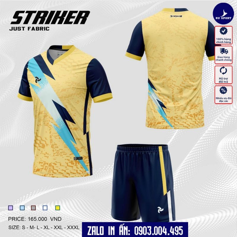 Đồ Bóng Đá Không Logo Striker Màu Vàng 2023