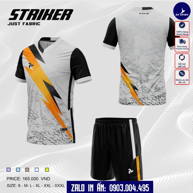 Đồ Bóng Đá Không Logo Striker Màu Xám