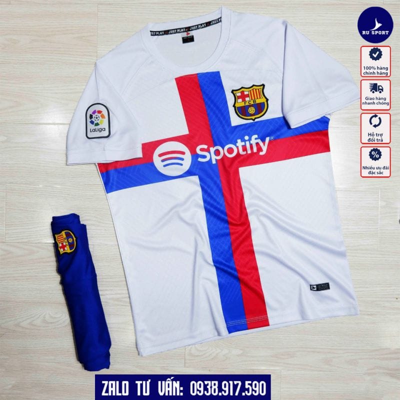 Áo Đấu CLB Barcelona Màu Trắng 2022 Sân Khách Cực Đẹp