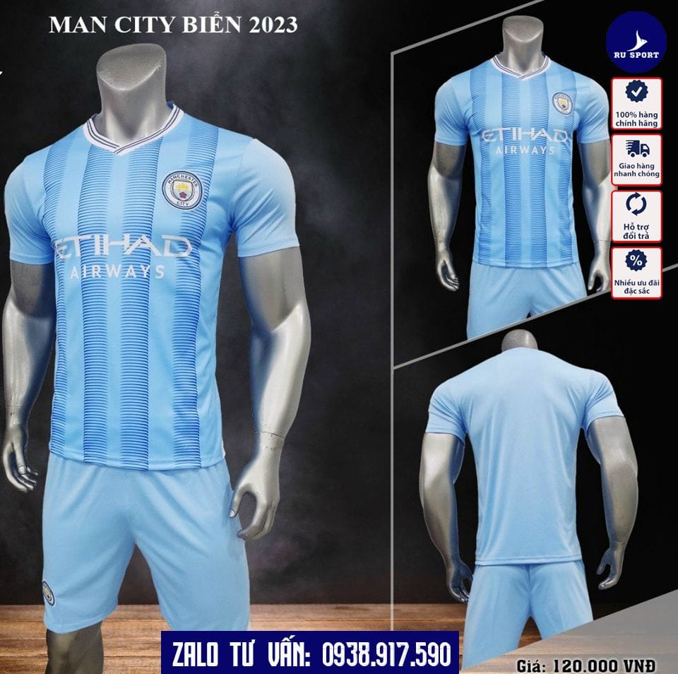 Áo Đá Bóng CLB Man City Xanh Biển 2023