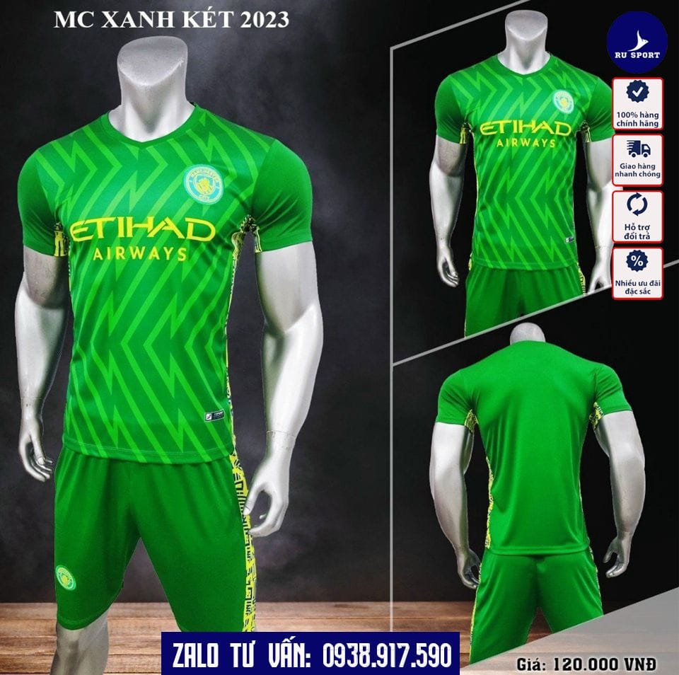 Áo Đá Banh CLB Man City Xanh Két 2023