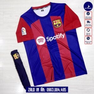 Áo Đá Banh CLB Barcelona Sân Nhà Sọc Đỏ Xanh 2023