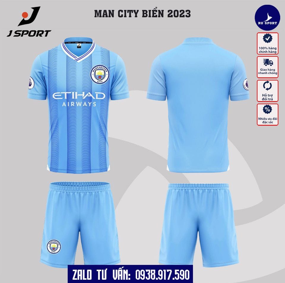 Áo Bóng Đá CLB Man City 2023 Màu Xanh Biển