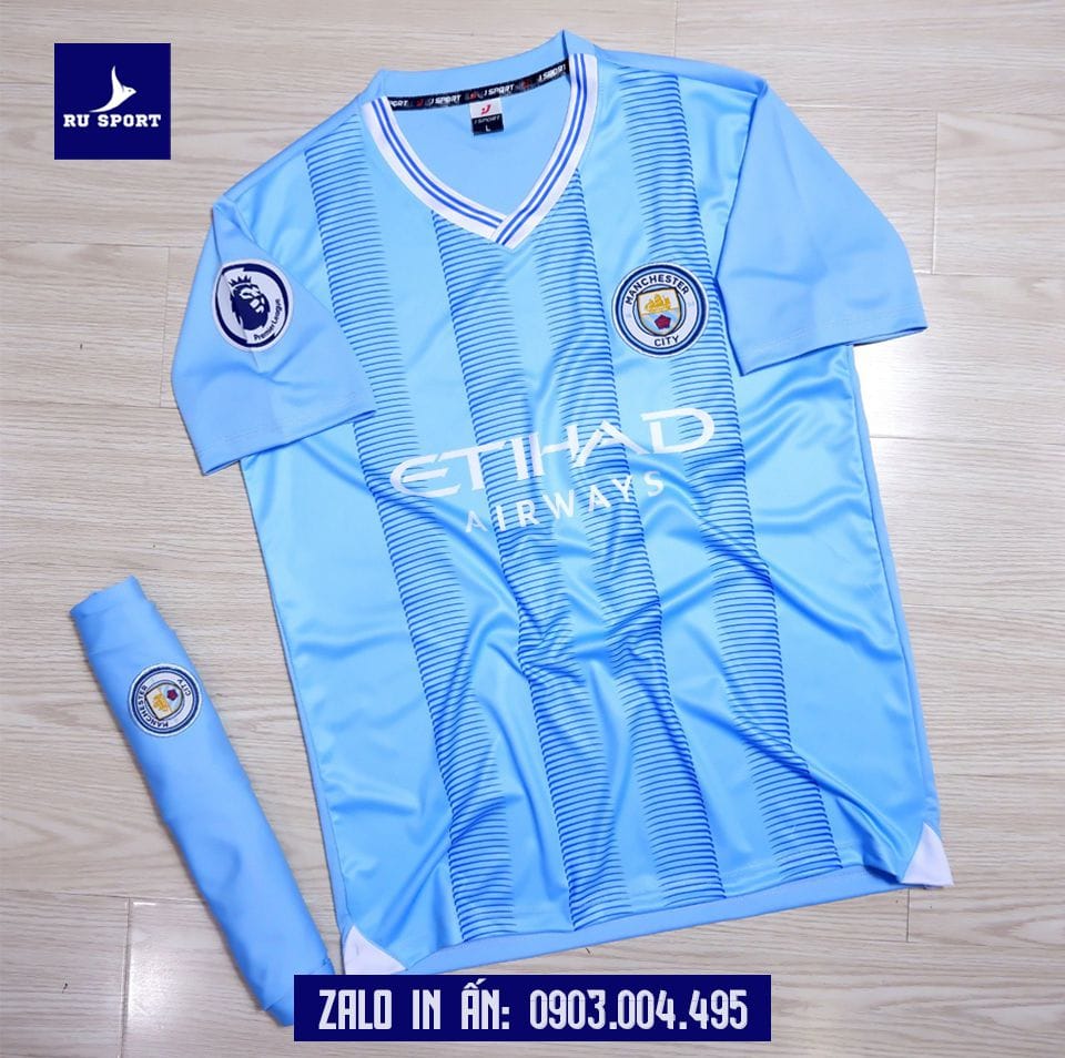 Áo Đá Banh CLB Man City 2023 Màu Xanh Biển Rất Đẹp