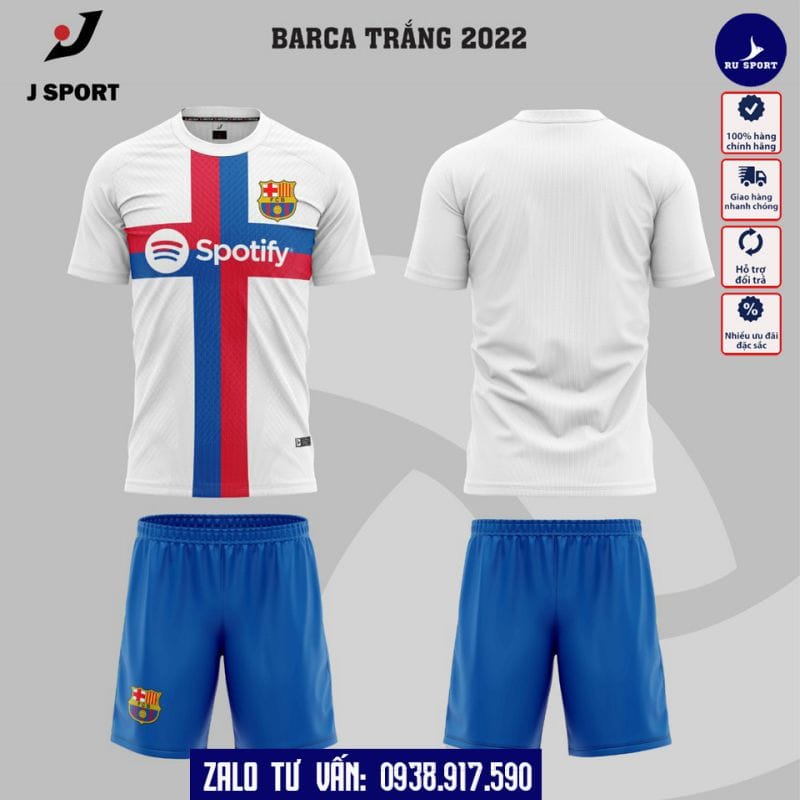 Áo Bóng Đá CLB Barcelona 2022 Màu Trắng