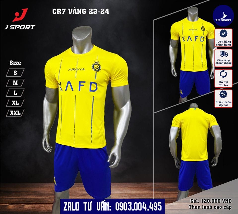 Chi Tiết Áo Bóng Đá Bóng Al Nassr Cr7 Vàng 2023 - 2024