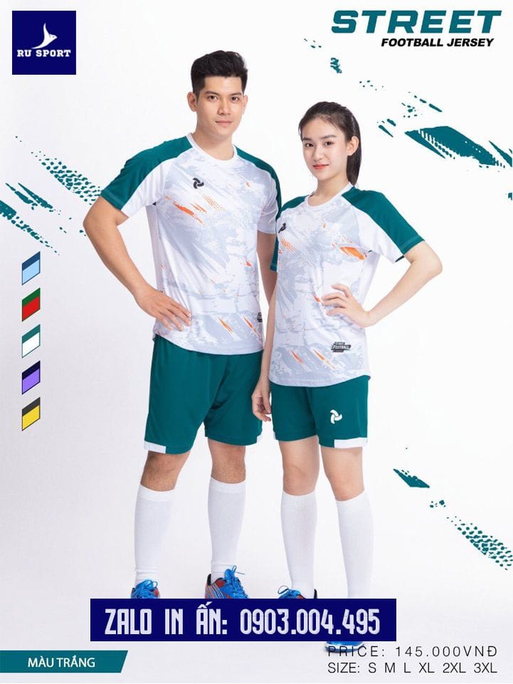 Áo Đá Bóng Không Logo Street Màu Trắng