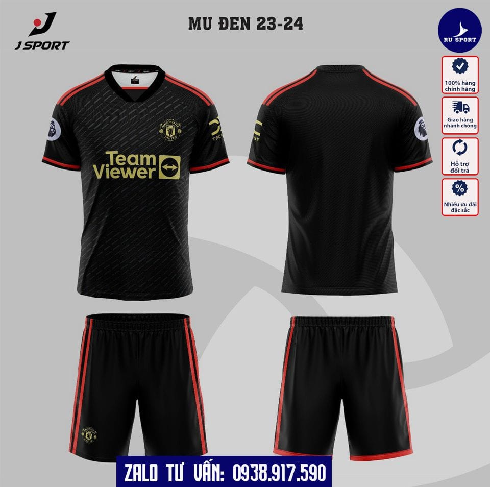 Áo Bóng Đá CLB MU 2023 Màu Đen