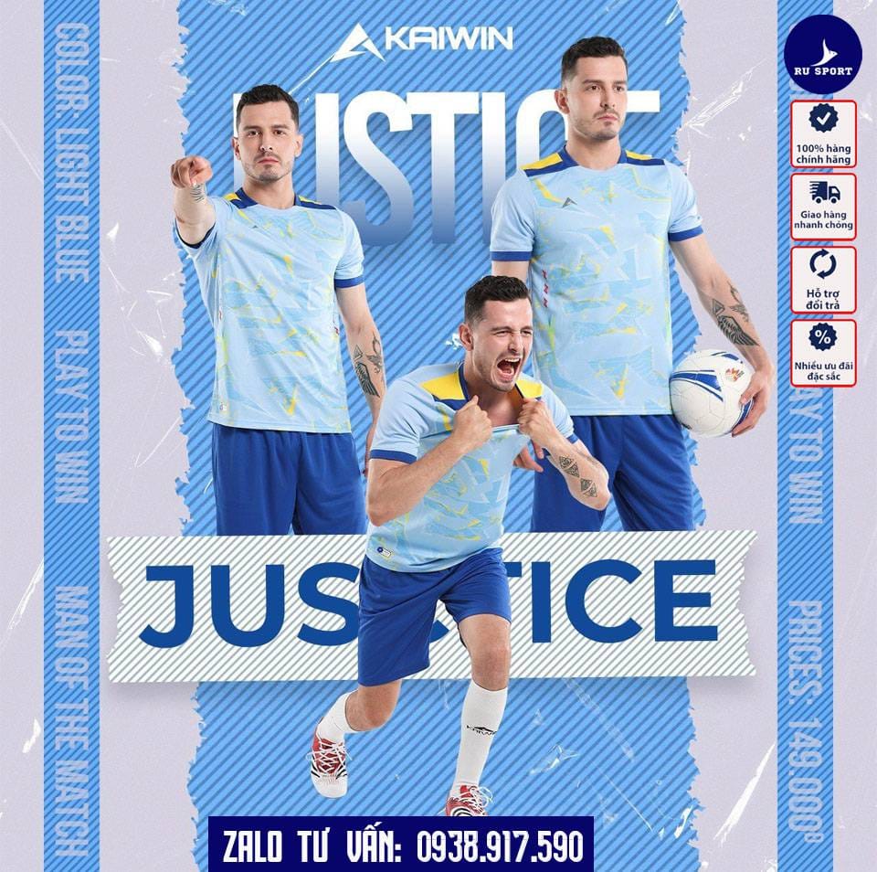 Áo Đá Bóng Không Logo Kaiwin Justice Màu Xanh Biển