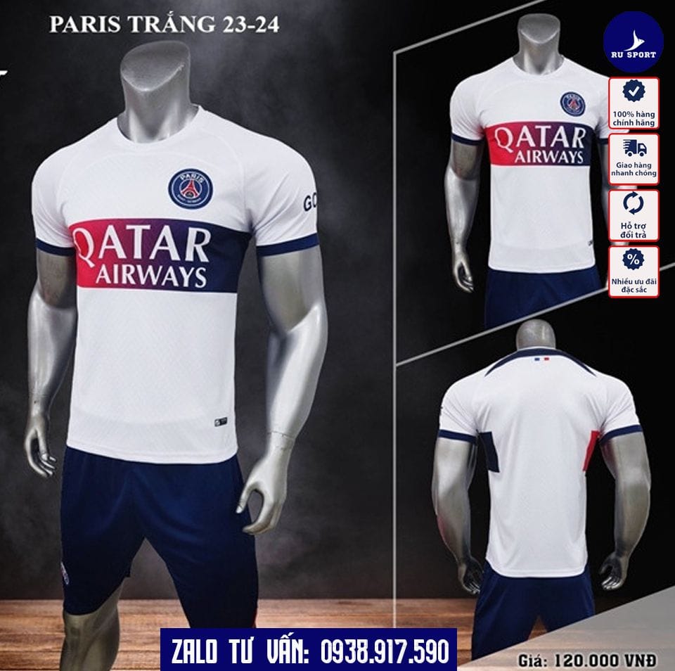 Áo Đá Banh CLB PSG Mùa 2023 Màu Trắng