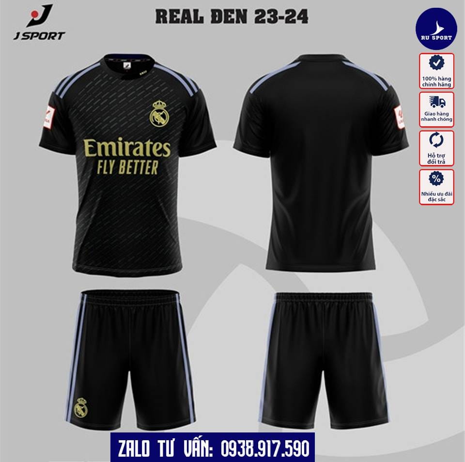 Áo Bóng Đá CLB Real Màu Đen 2023