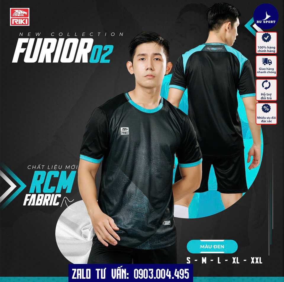 Áo Đá Bóng Không Logo Furio 02 Màu Đen