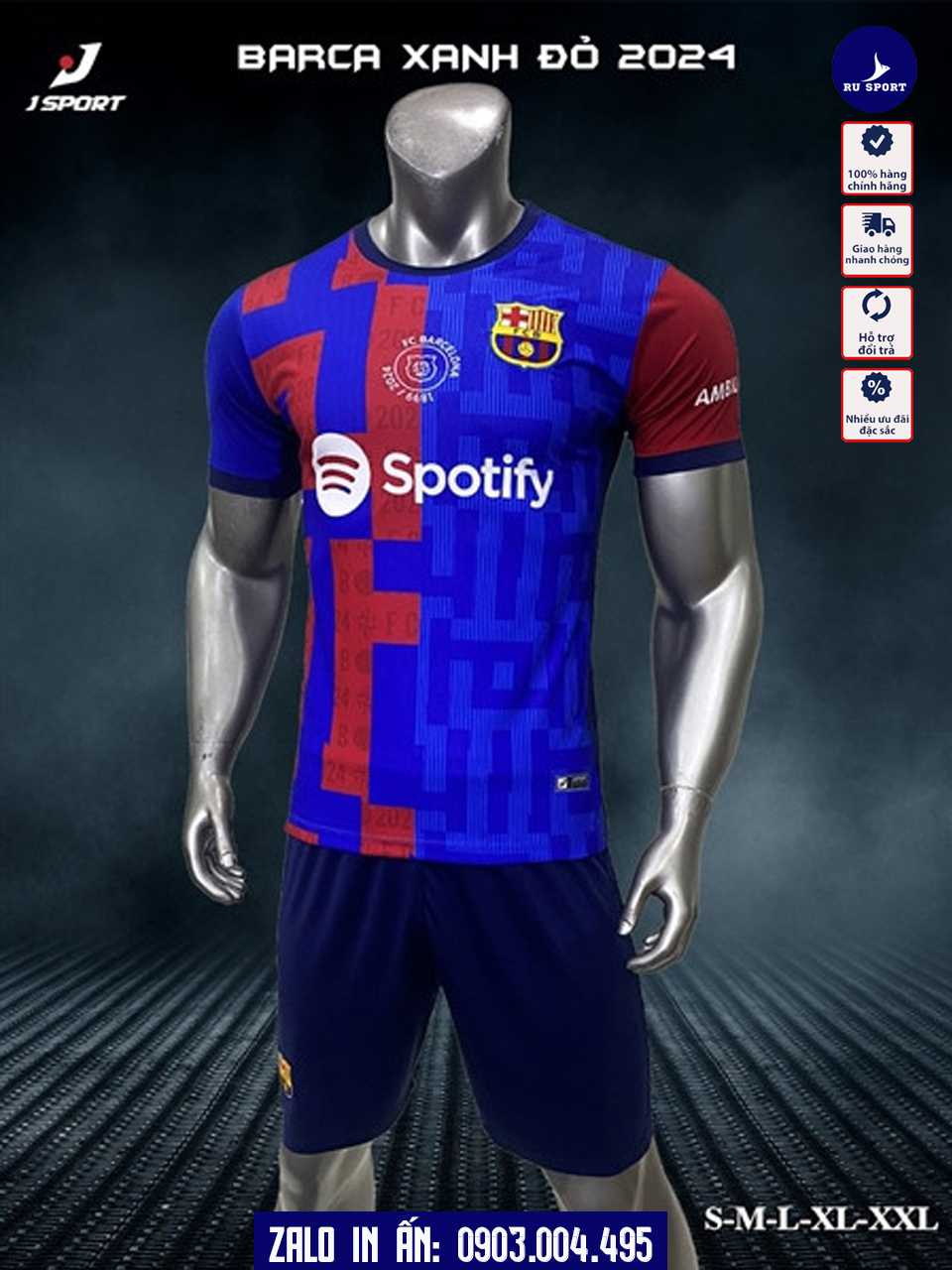 Đồ bóng đá CLB Barcelona 2024 màu xanh đỏ