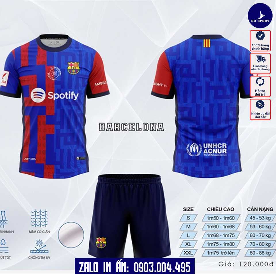Áo Bóng Đá CLB Barcelona 2024 Màu Xanh Đỏ Mạnh Mẽ - Ảnh 3